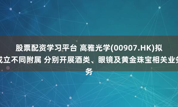 股票配资学习平台 高雅光学(00907.HK)拟成立不同附属 分别开展酒类、眼镜及黄金珠宝相关业务